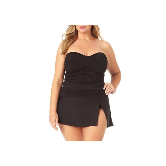 ANNE Cole Twist Front Underwire Bandeaukini Swim Top. NWT $78. Size 22W - Picture 2 of 5